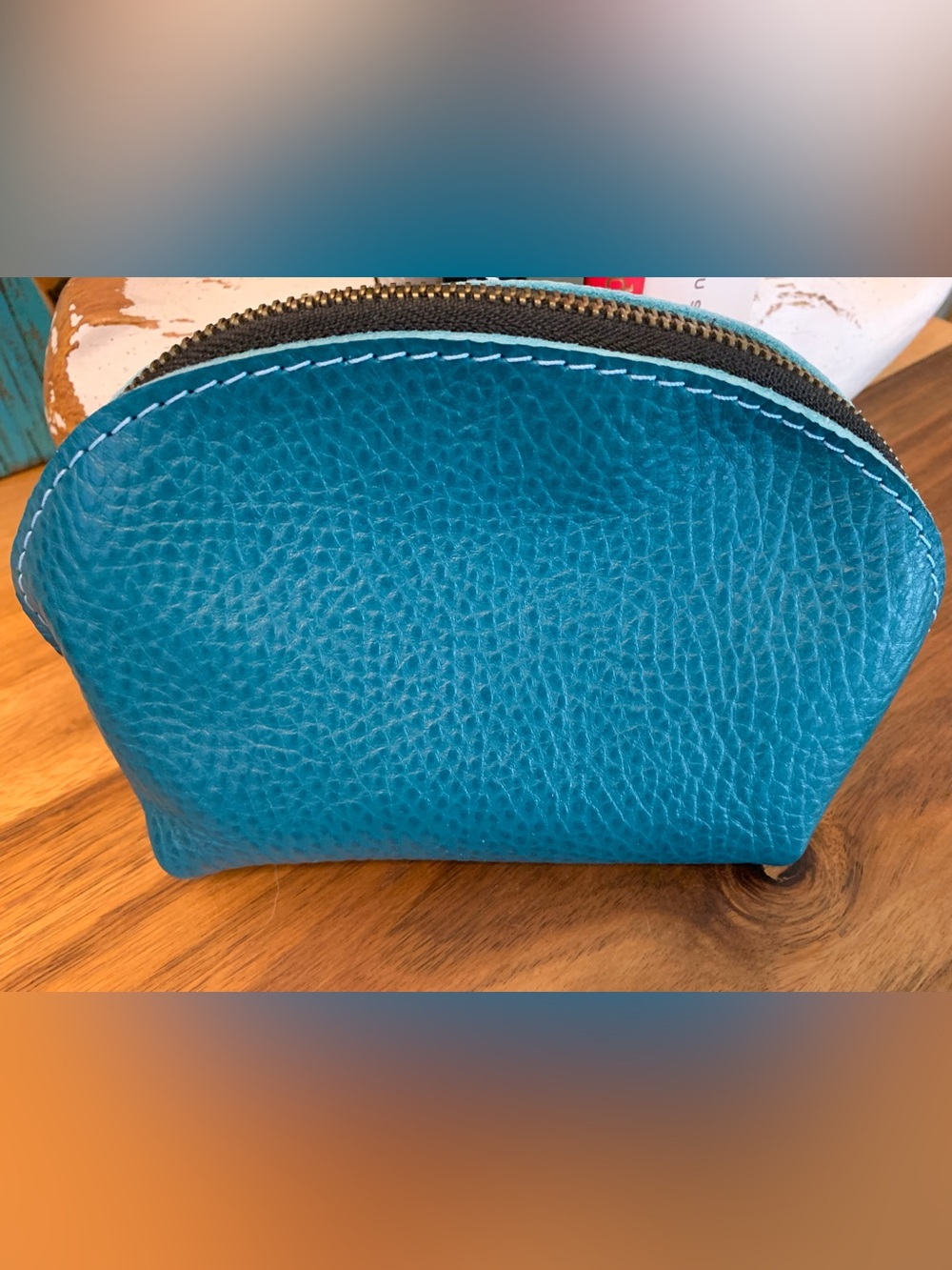 Turquoise, Leather Empanada Pouch - Picture 3 of 7